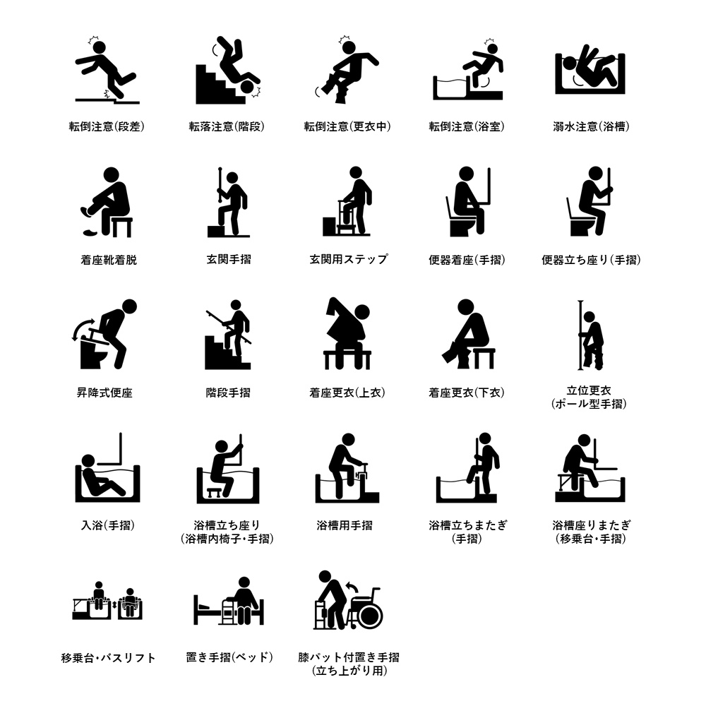 図解ピクトグラム素材集②|家庭内事故防止セット