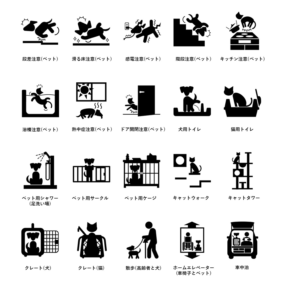 図解ピクトグラム素材集⑦|ペット共生セット