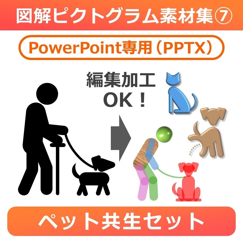 図解ピクトグラム素材集⑦｜ペット共生セット（PPTX版）