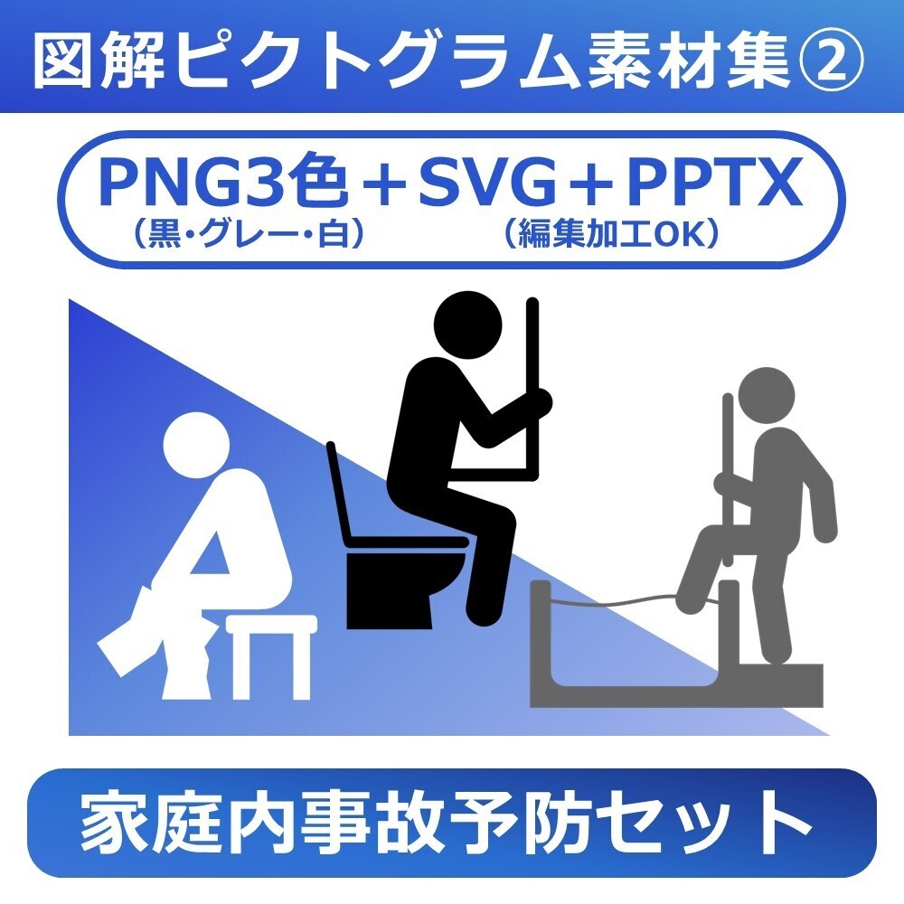 図解ピクトグラム素材集②｜家庭内事故防止セット（完全版）