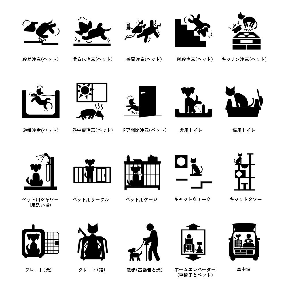 図解ピクトグラム素材集⑦|ペット共生セット(完全版)