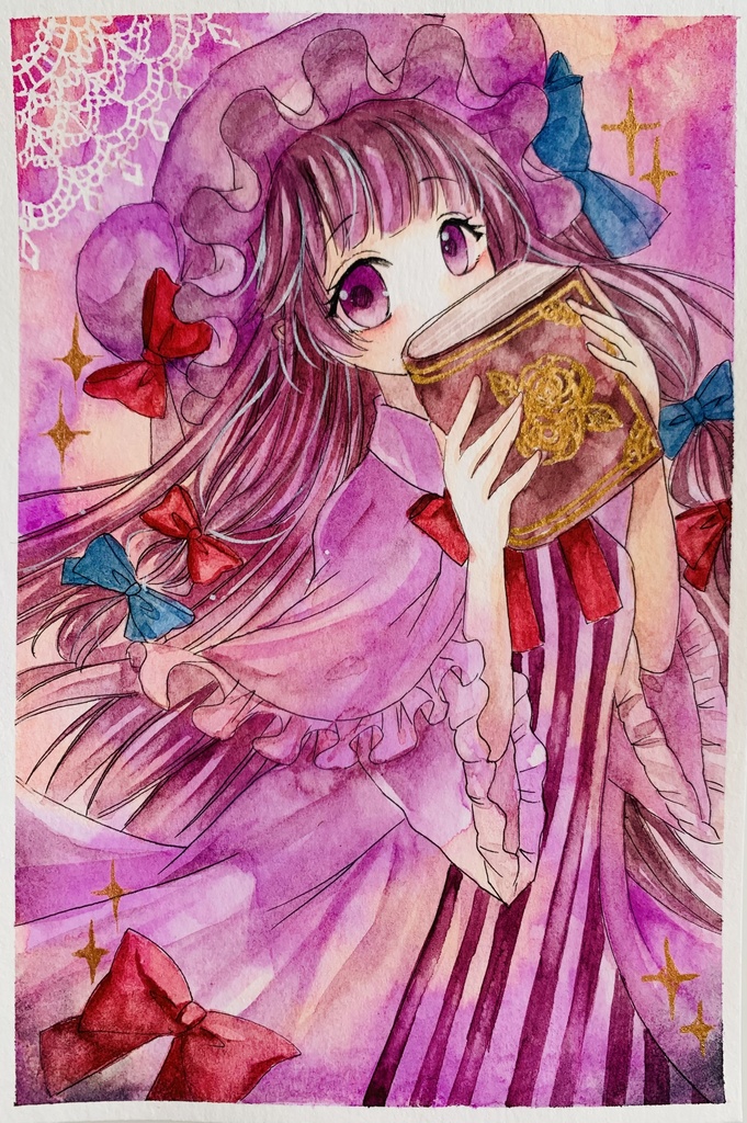 手描きイラスト 東方 パチュリー ハガキサイズ 結希 花 Illustration Booth