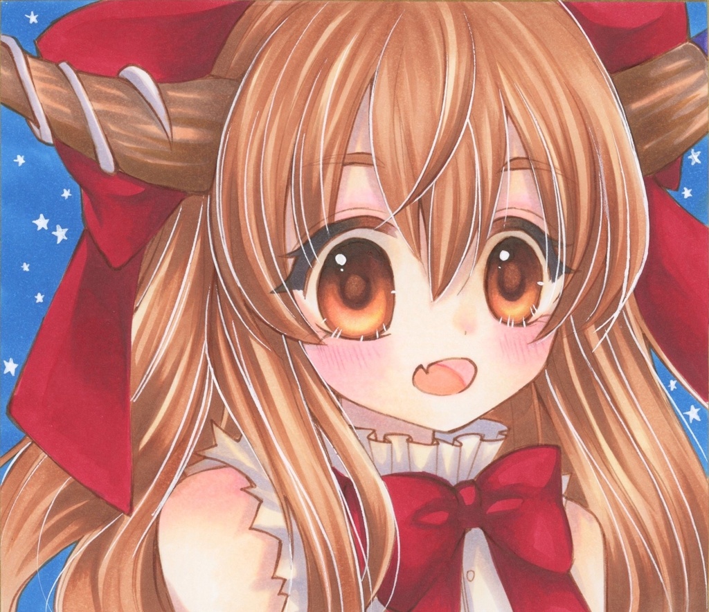 手描きイラスト 東方project 伊吹萃香 ミニ色紙 結希 花 Illustration Booth