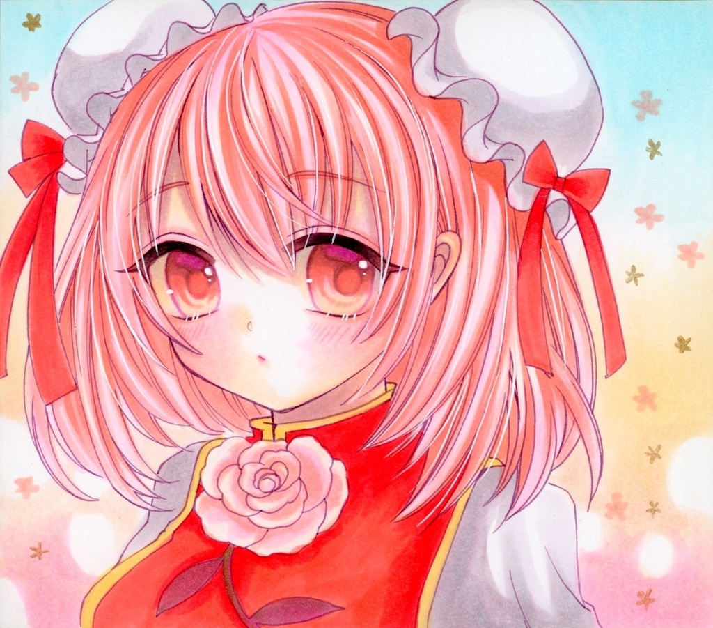 東方 直筆 イラスト 色紙 茨木華扇 手描き