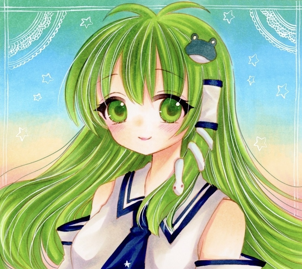 同人手描きイラスト 東方project 東風谷早苗 アウトレット 送料無料 東風谷早苗