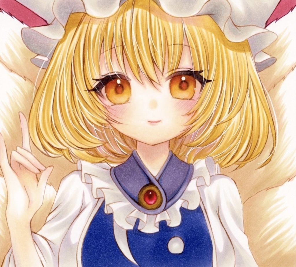 手描きイラスト＊東方Project＊八雲藍＊ミニ色紙