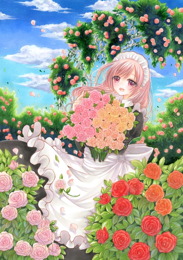 手描きイラスト＊A4＊Rose Garden＊額なし