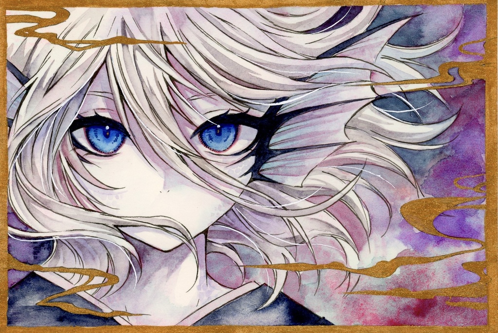 手描きイラスト　人魚　原画