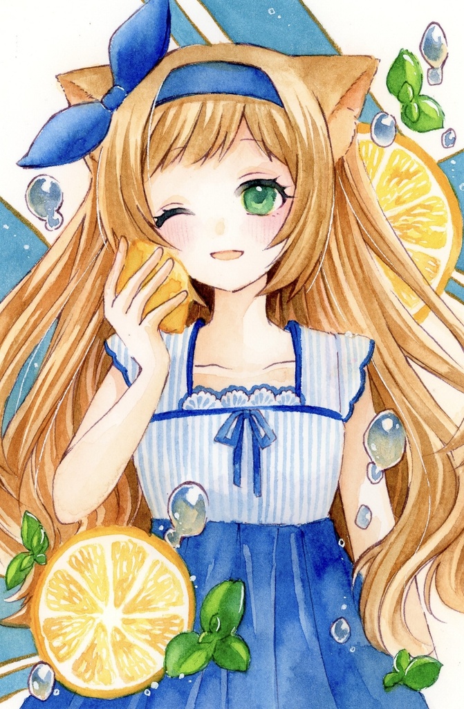 ハガキサイズ　レモン　原画