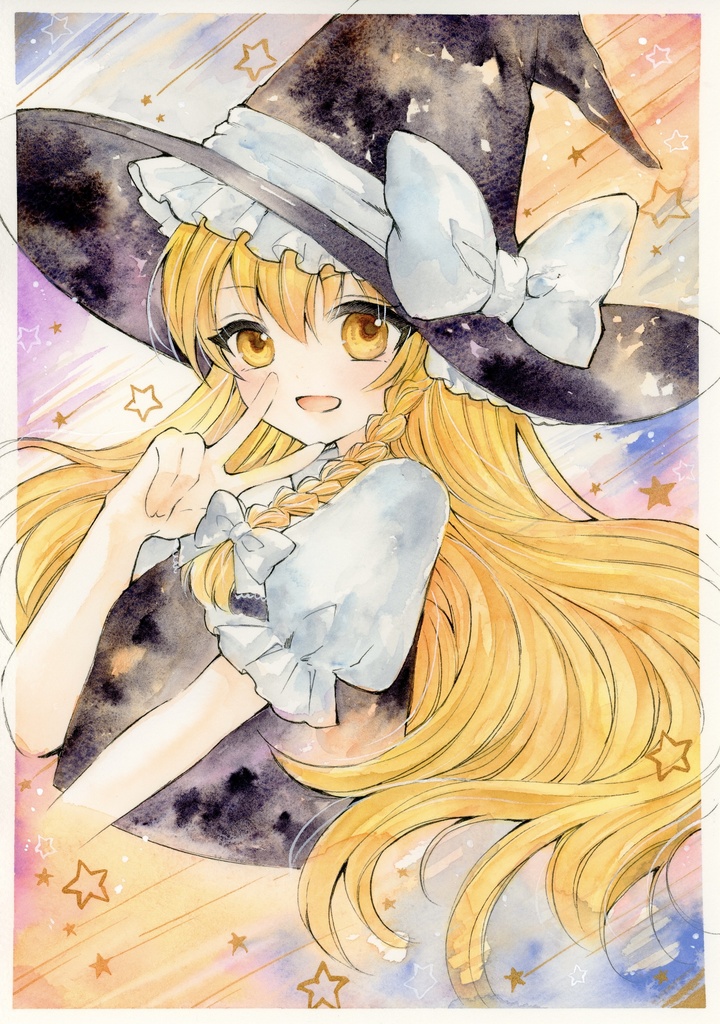 B5サイズ　東方　霧雨魔理沙　水彩原画