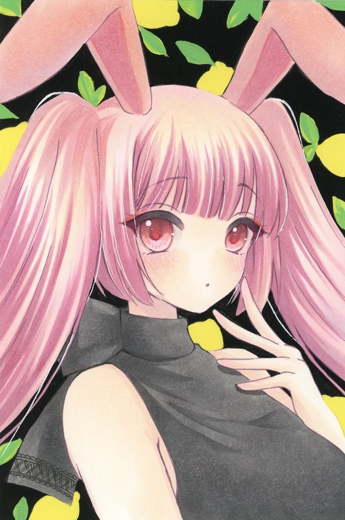 ハガキサイズ　🐰🍋　原画