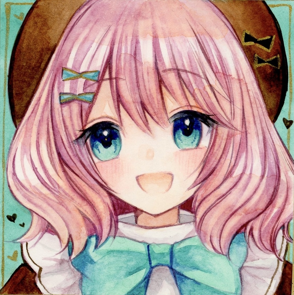 手描きイラスト 豆色紙