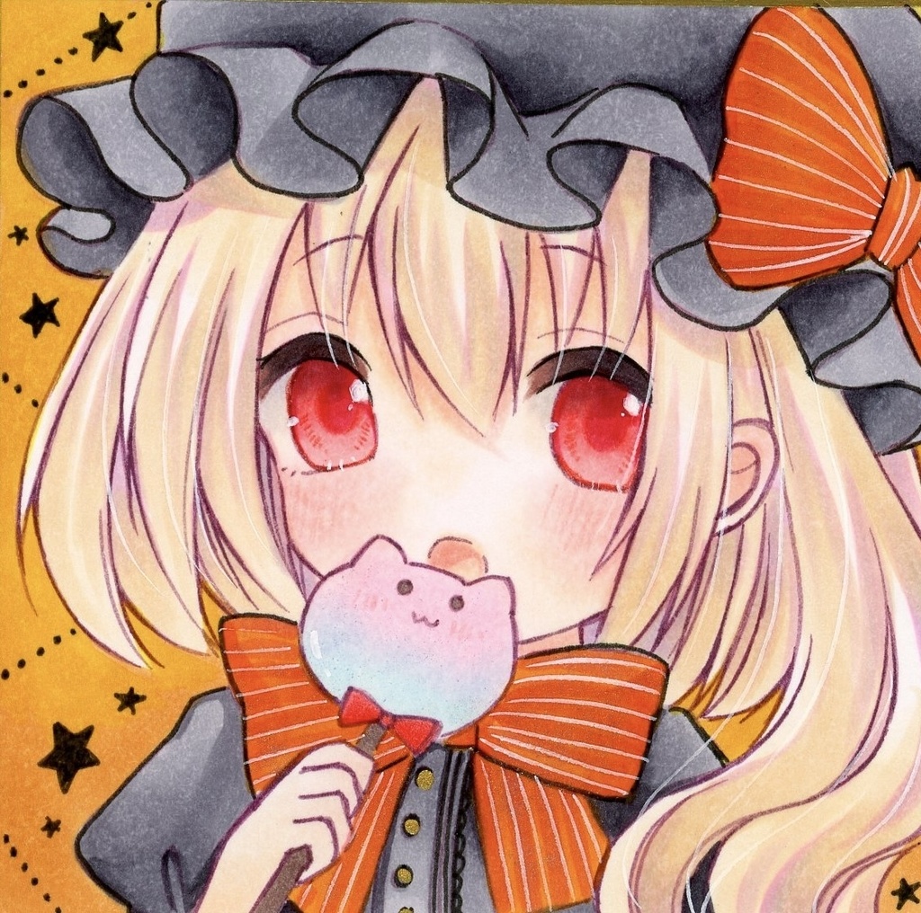 手描きイラスト 東方Project フラン🎃 豆色紙