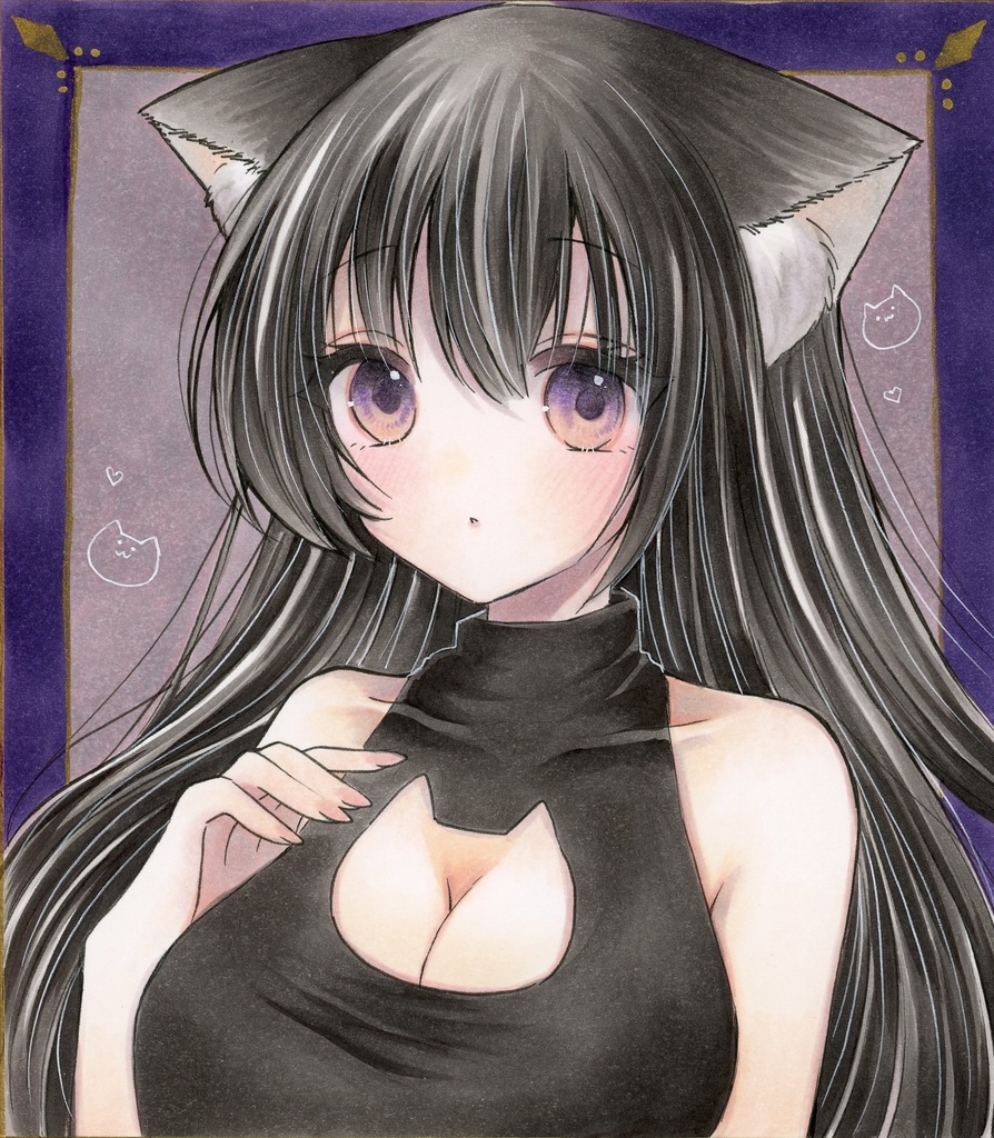手描きイラスト ミニ色紙🎃🐈