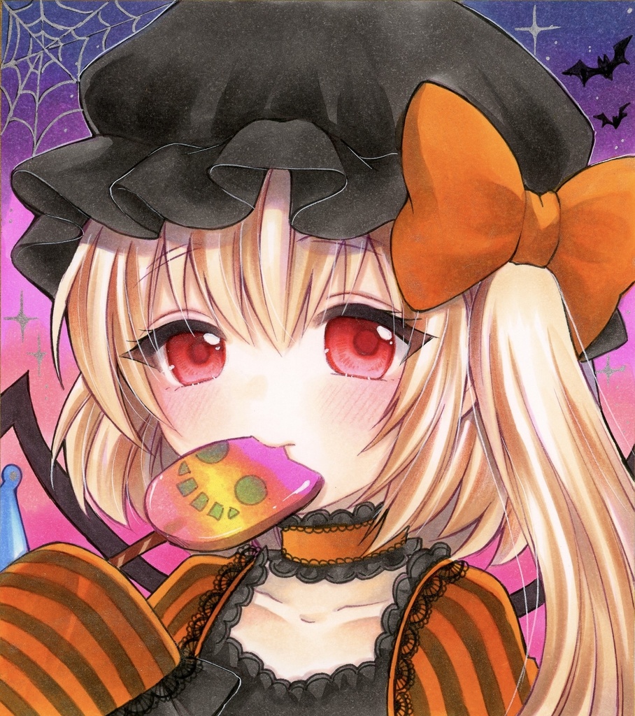 手描きイラスト 東方Project フラン🎃 ミニ色紙