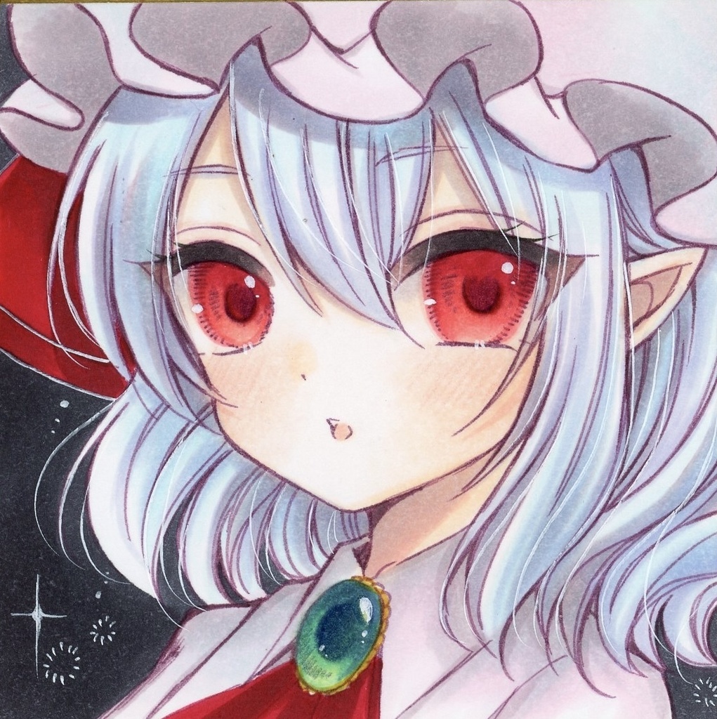 手描きイラスト 東方 レミリア 豆色紙