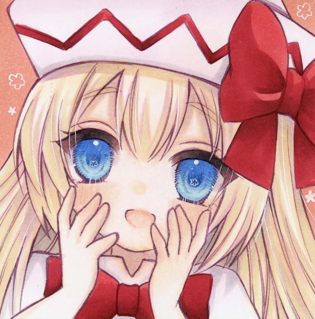 手描きイラスト  東方 リリーホワイト 豆色紙