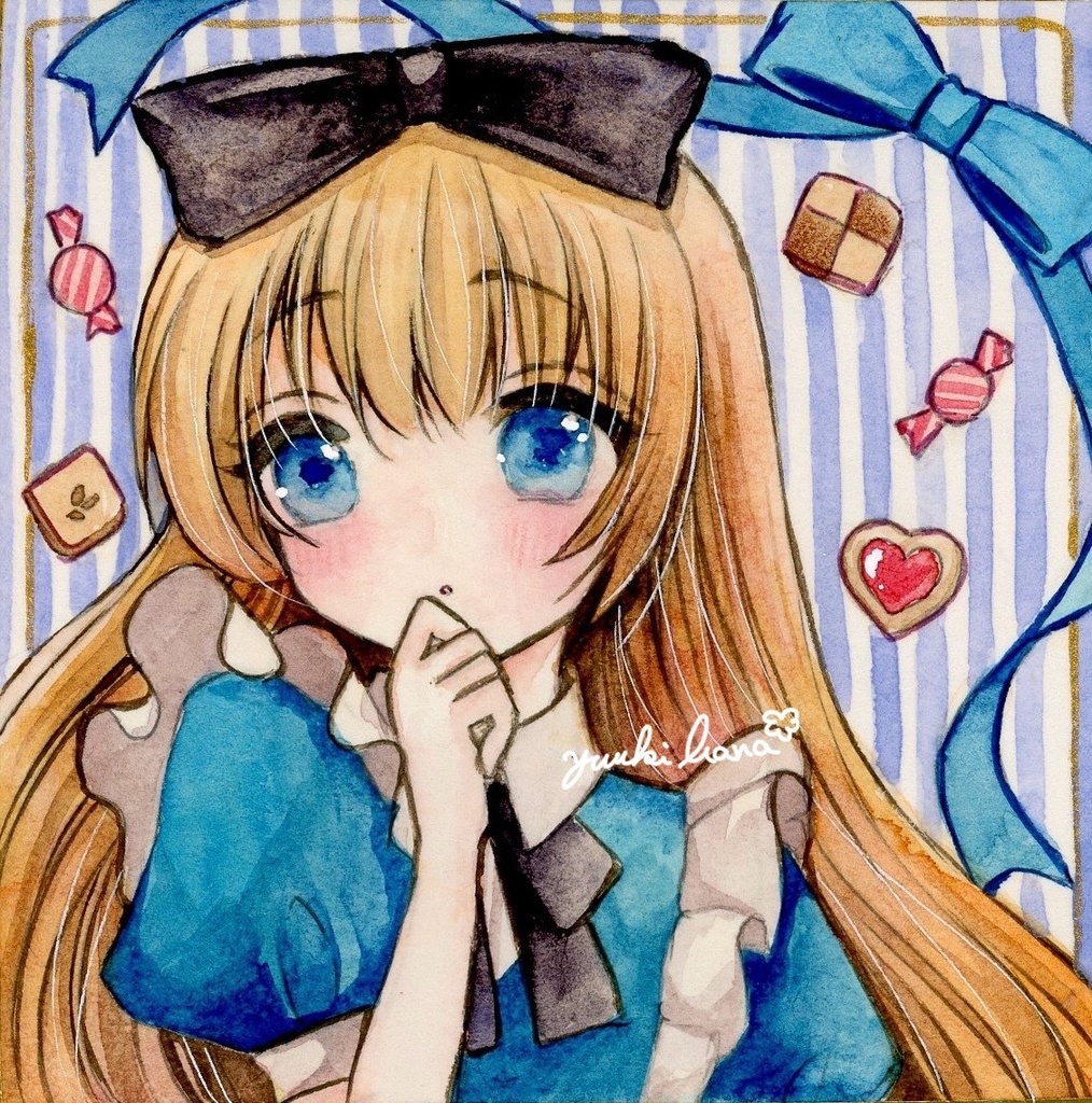 豆色紙 お菓子のアリス 水彩原画