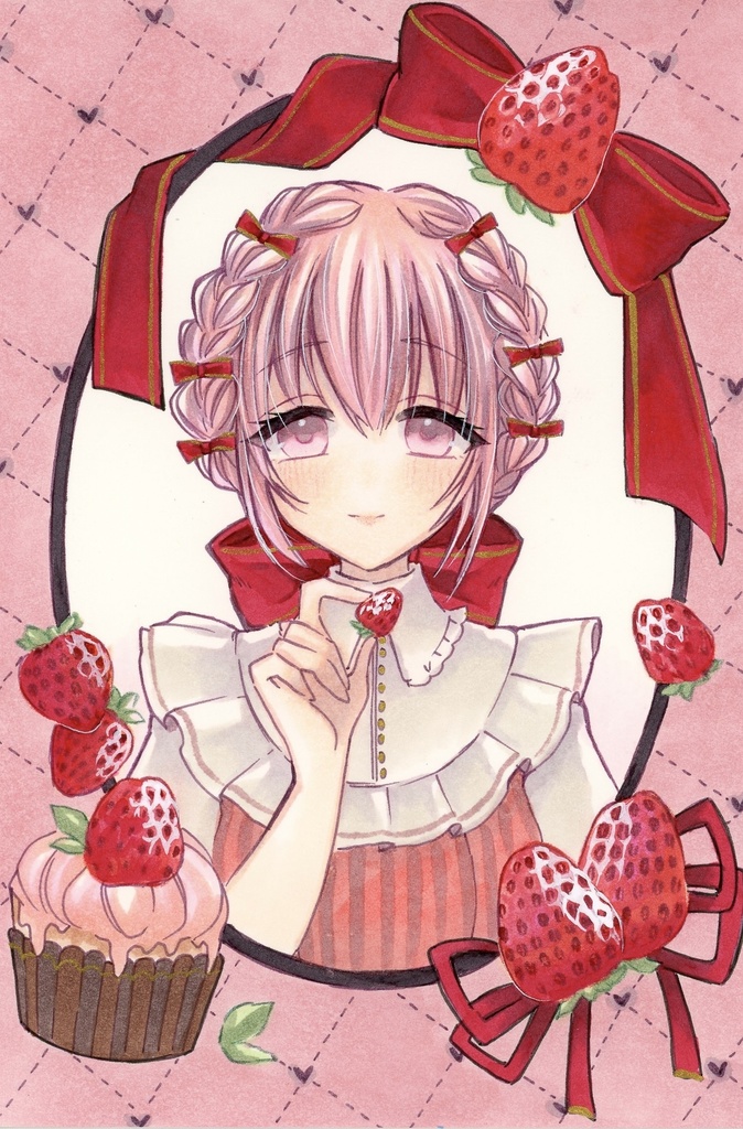 ハガキサイズ　strawberry🍓　原画