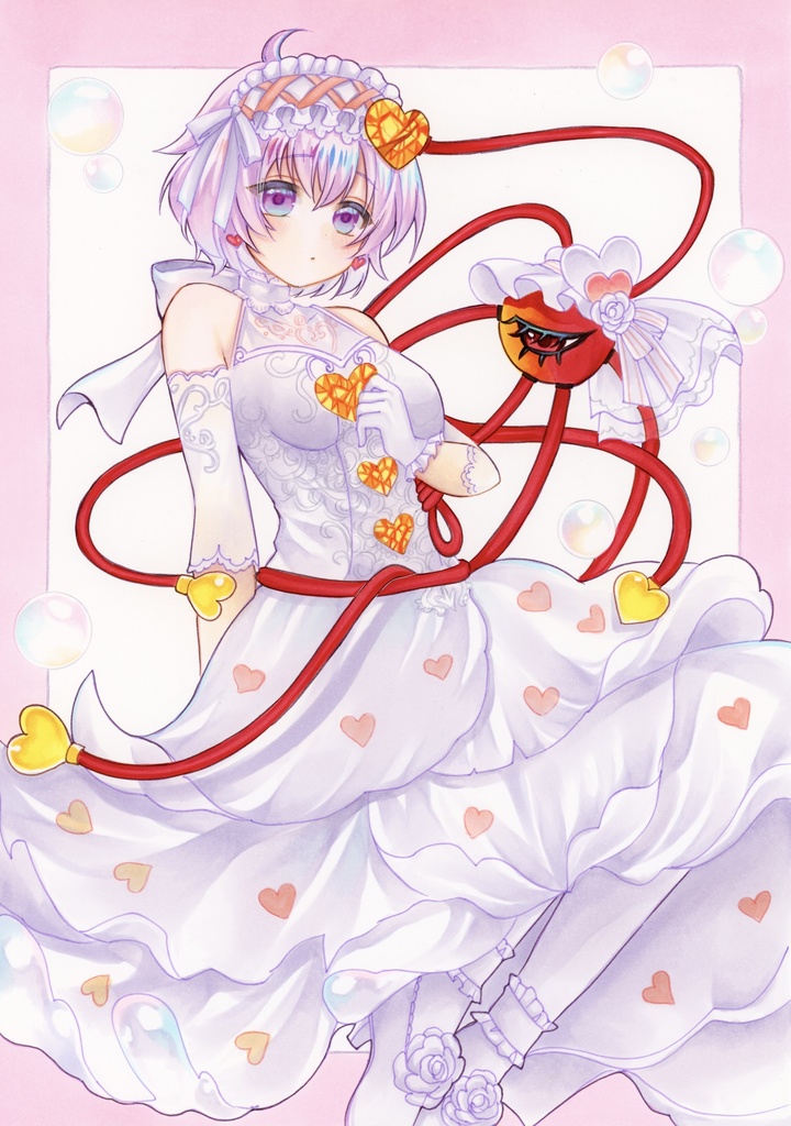 手描きイラスト 東方Project 古明地さとり 白フェス【折れた鍵束の捨てられし心】A4サイズ