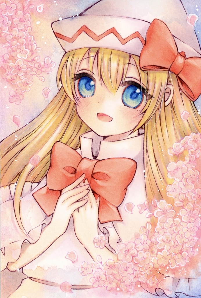 手描きイラスト　東方　リリーホワイト　ハガキサイズ