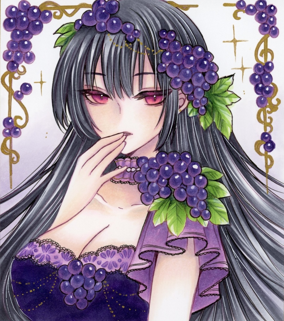 ミニ色紙 オリジナル  葡萄 原画