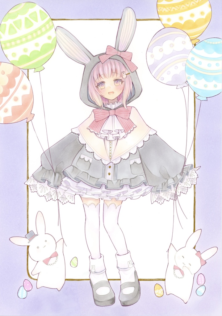 A4サイズ オリジナル イースターうさぎさん 原画