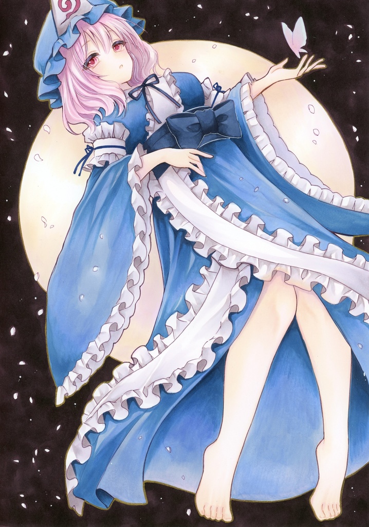 A4サイズ 東方Project 西行寺幽々子 原画