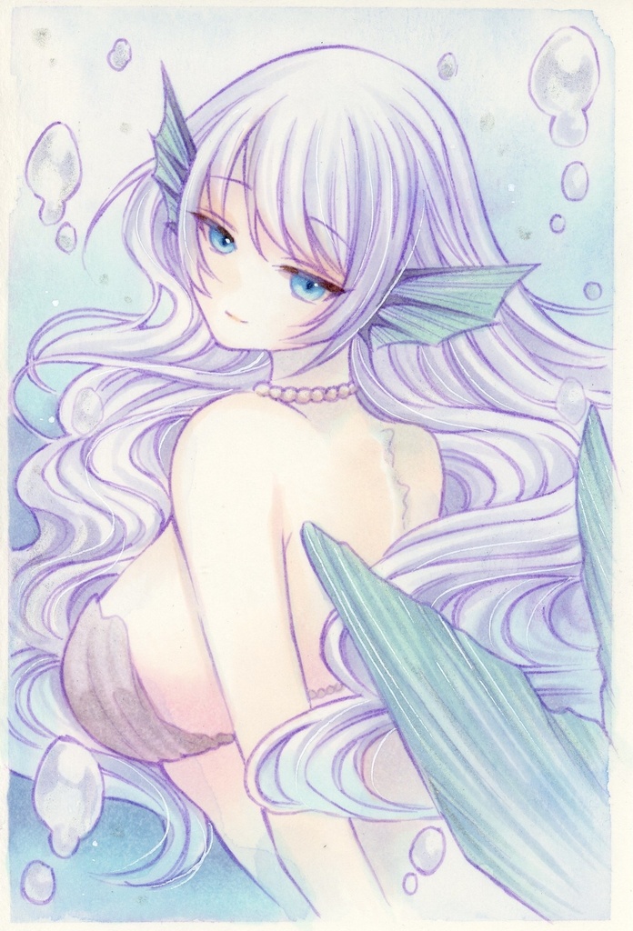 ハガキイラスト オリジナル マーメイド 原画