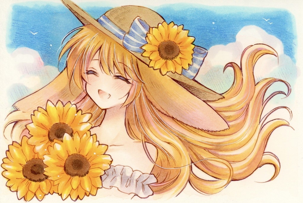 ハガキサイズ オリジナル 夏 原画