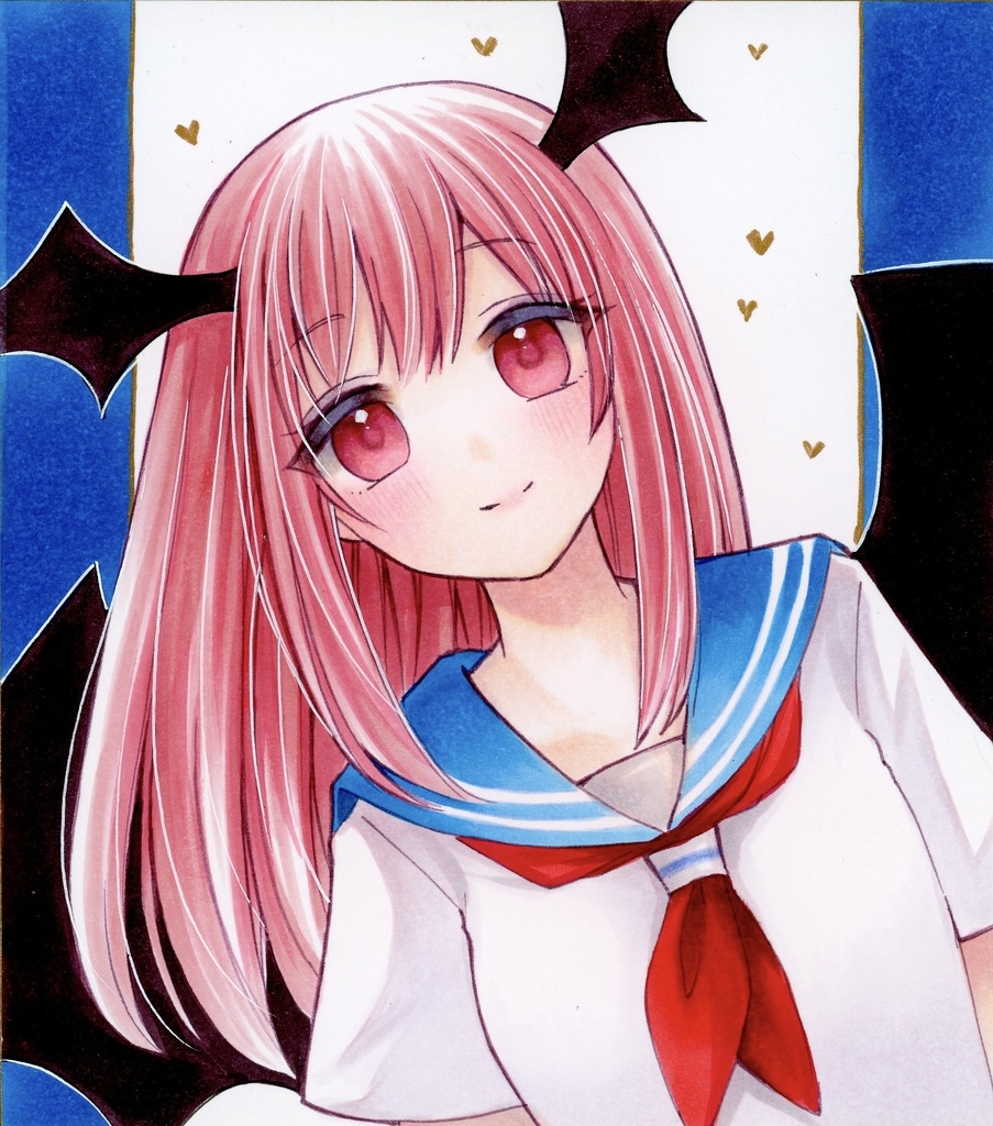 ミニ色紙 東方Project 小悪魔 セーラー服 原画