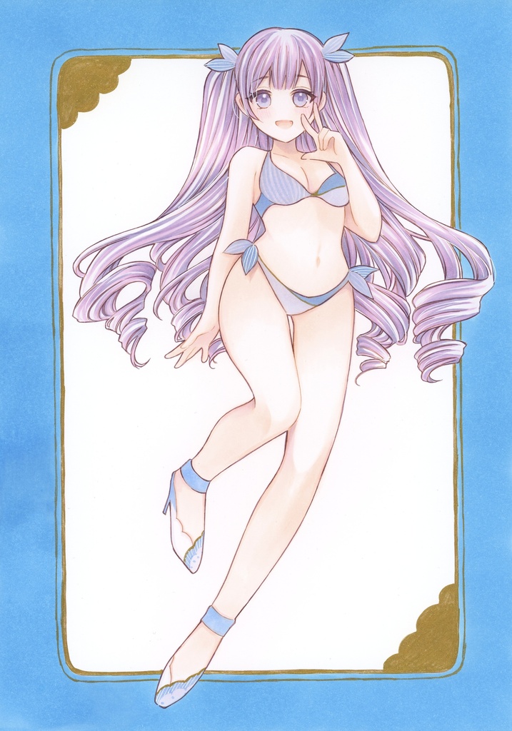 A4サイズ 手描きイラスト オリジナル 水着