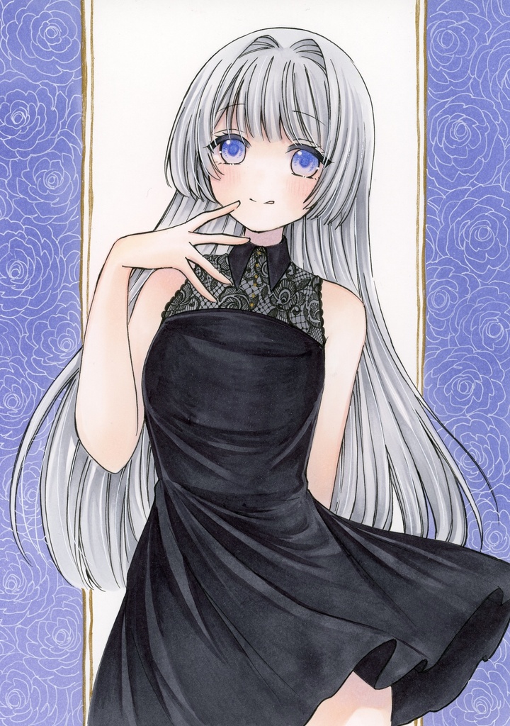 A5サイズ オリジナル 黒ワンピース 原画