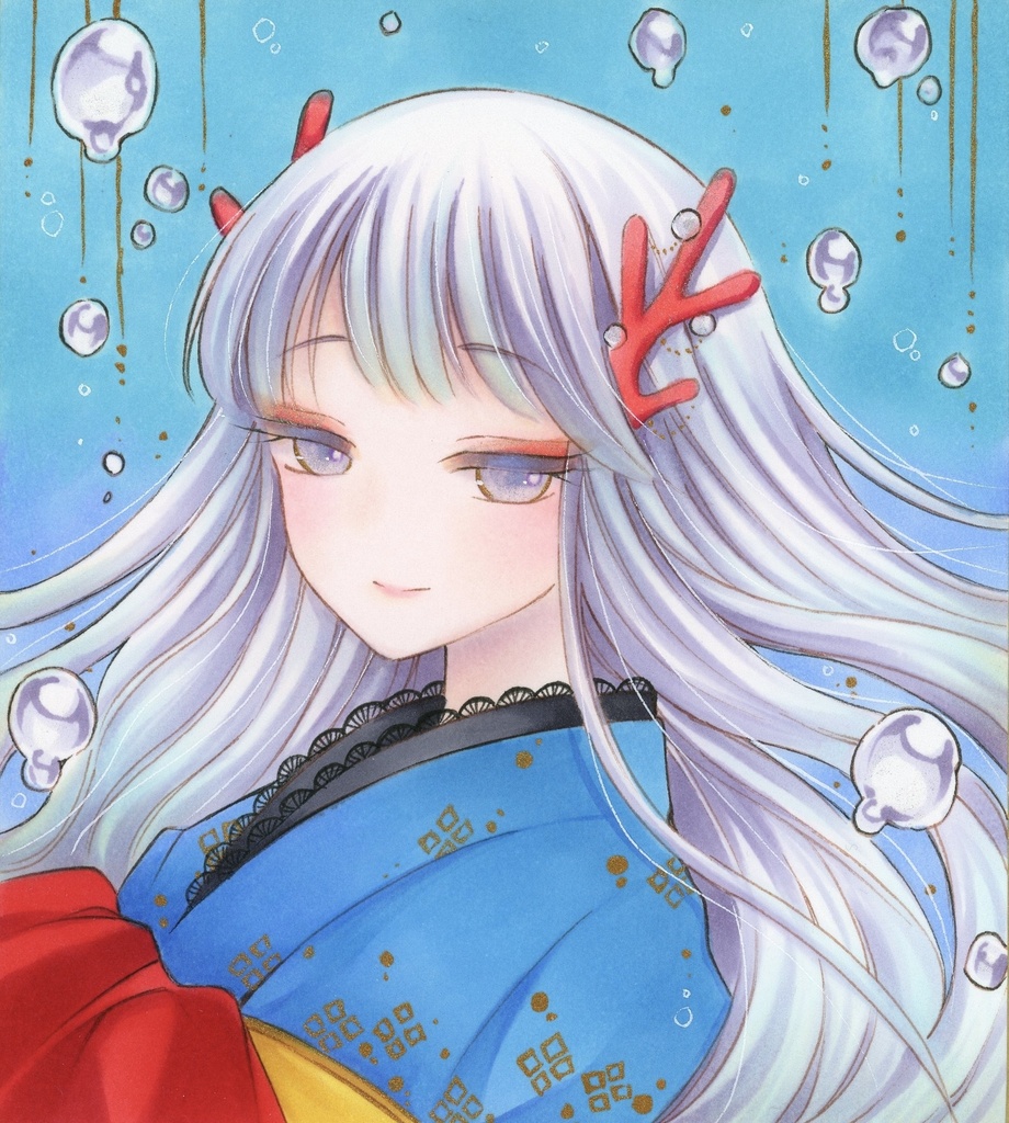 手描きイラスト オリジナル 人魚