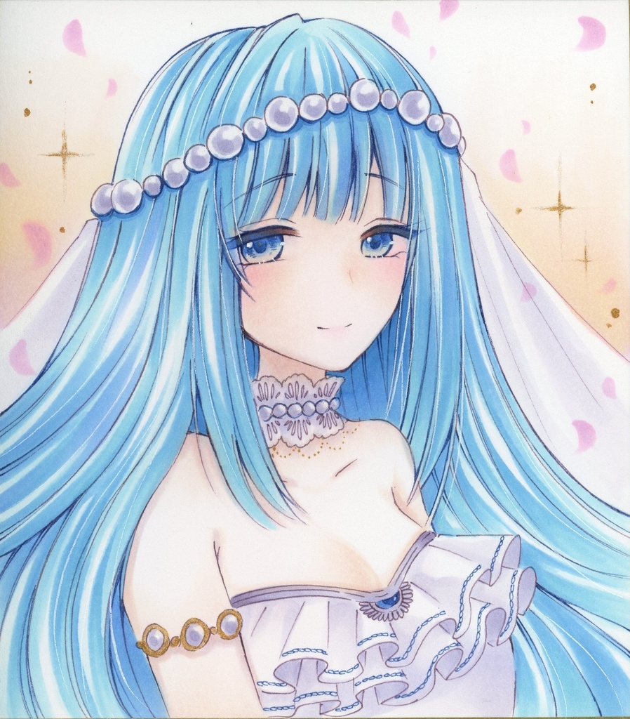 手描きラスト オリジナル 花嫁 ミニ色紙
