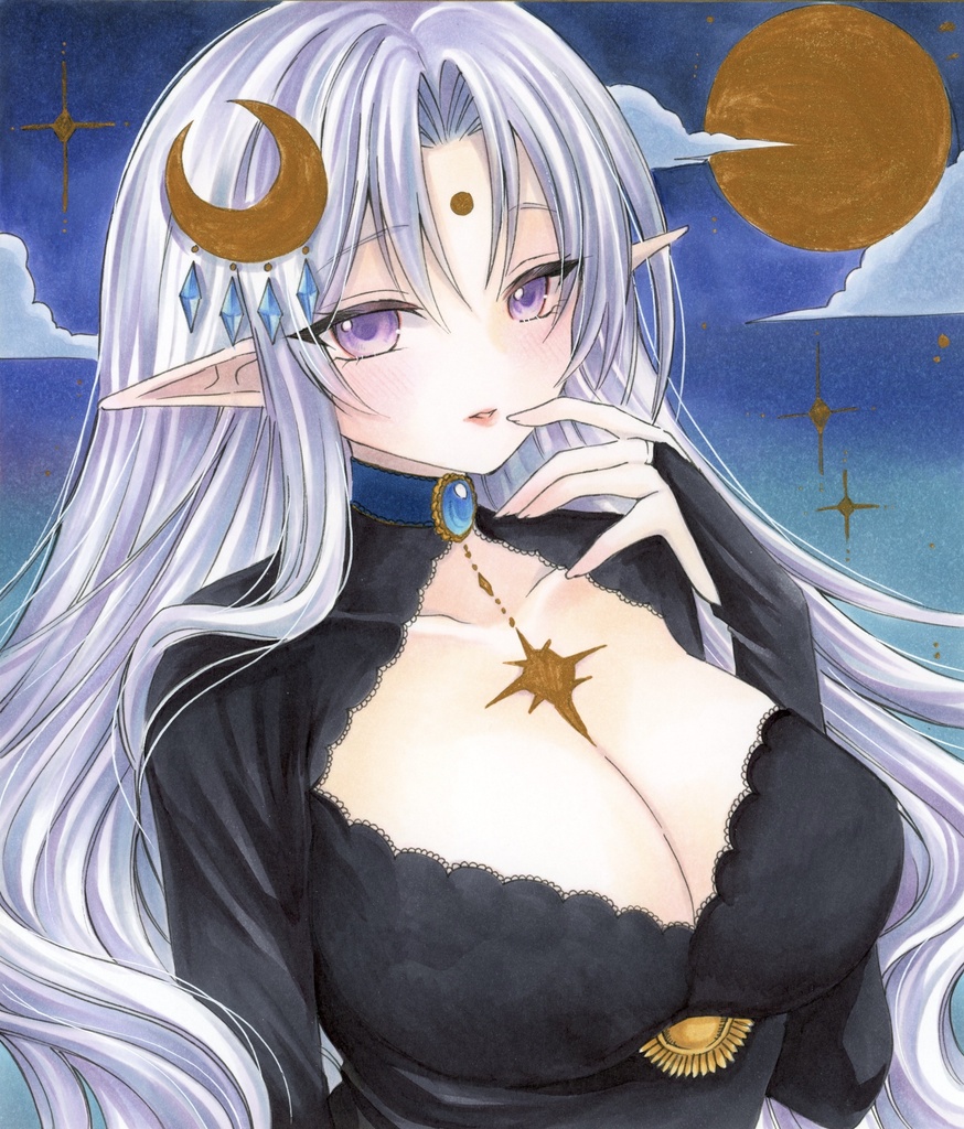 中色紙　オリジナル　月の女神　原画