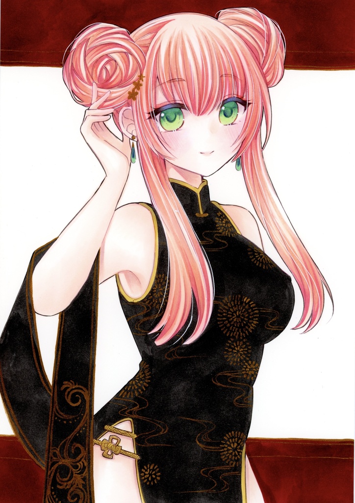 手描きイラスト オリジナル チャイナ服 B5