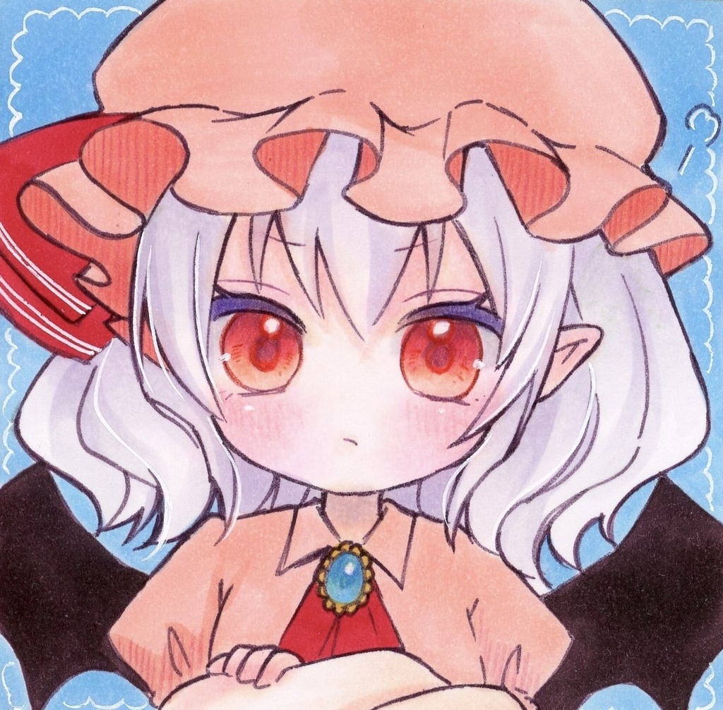豆色紙　東方Project レミリア　手描きイラスト