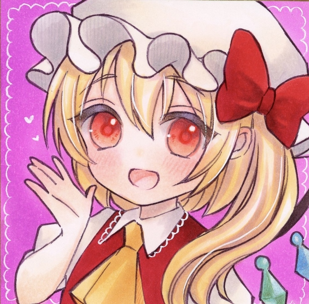 豆色紙　東方Project フラン　手描きイラスト