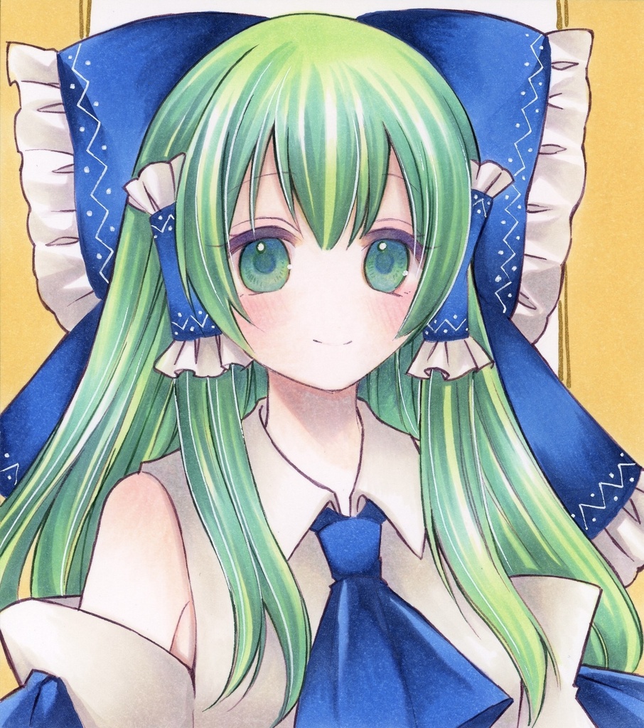 小色紙　東方Project 東風谷早苗　霊夢コス　手描きイラスト