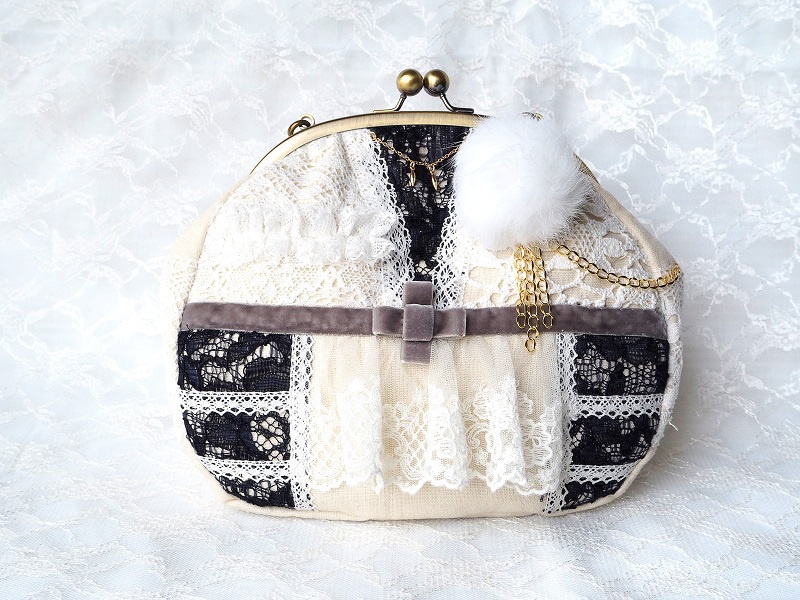 鶴丸イメージがま口バッグ