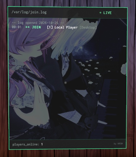 【無料】Bedside Terminal + JoinLog ― 寝落ち・チル用のターミナル風タブレット&入退室ログボード【VRChat】
