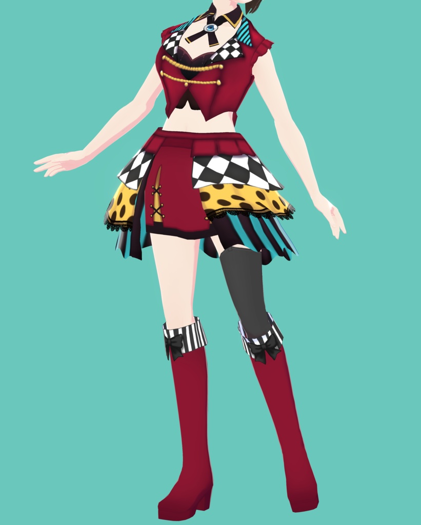 【フリー】市松アイドル衣装【Vroid】