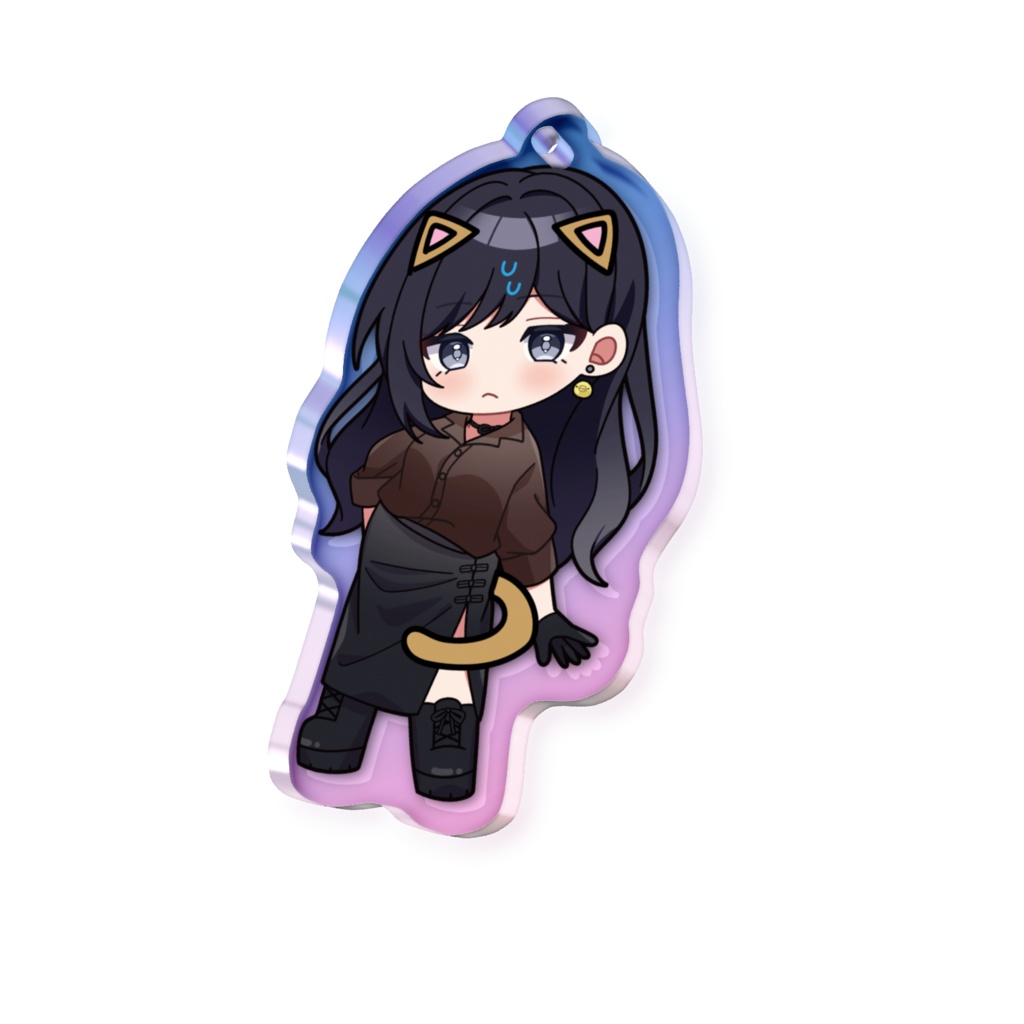 猫耳つけられて汗汗オーロラアクキー