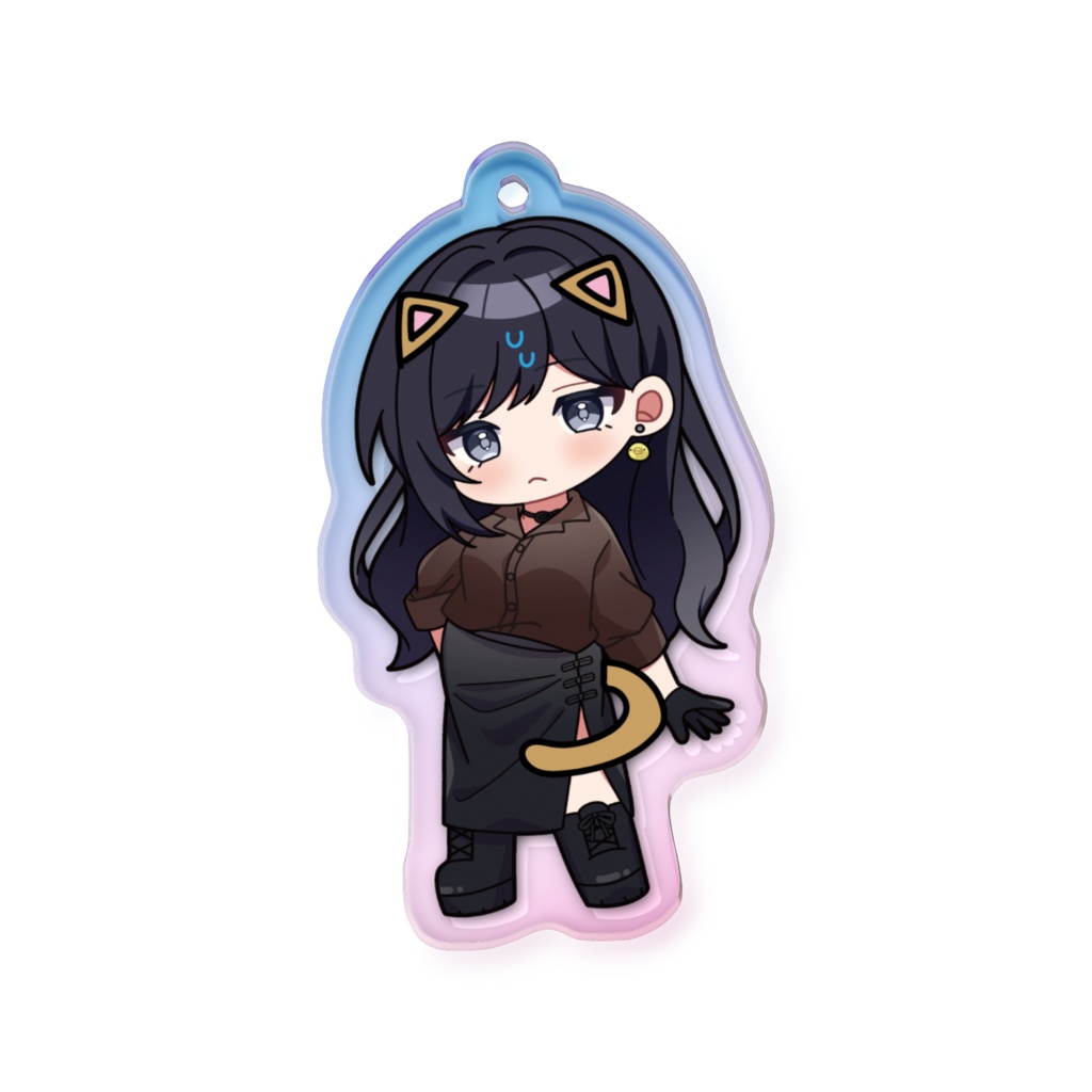 猫耳つけられて汗汗オーロラアクキー