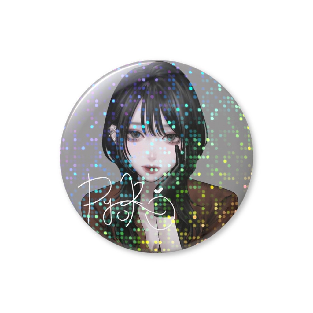 ぴよこのオリジナルイラストグリッター缶バッジ