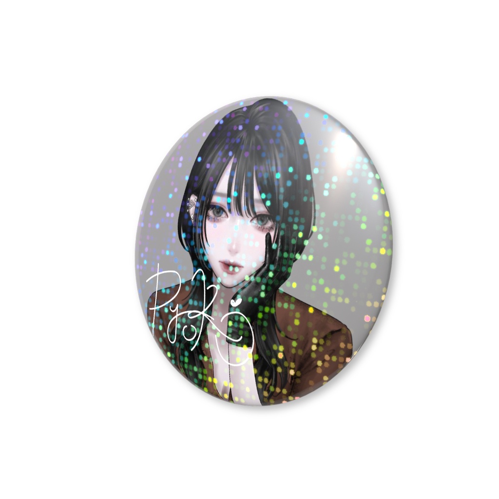 ぴよこのオリジナルイラストグリッター缶バッジ