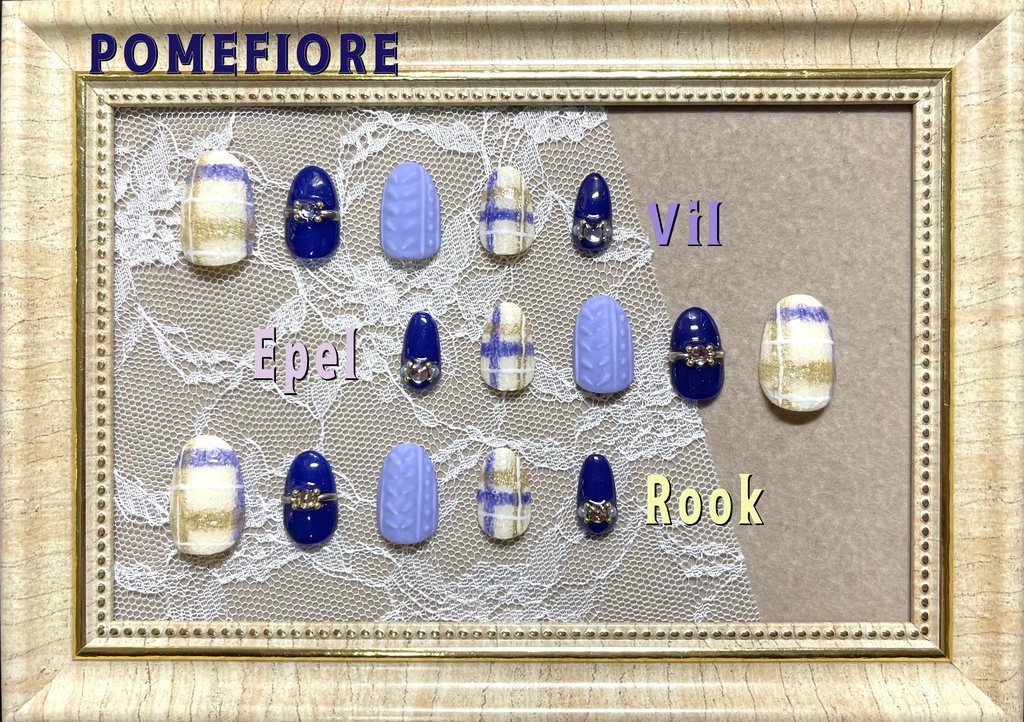 ツイステモチーフネイル【チェック×ニット】