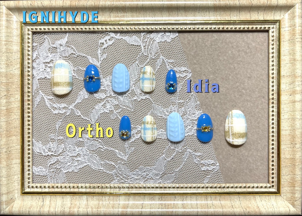 ツイステモチーフネイル【チェック×ニット】