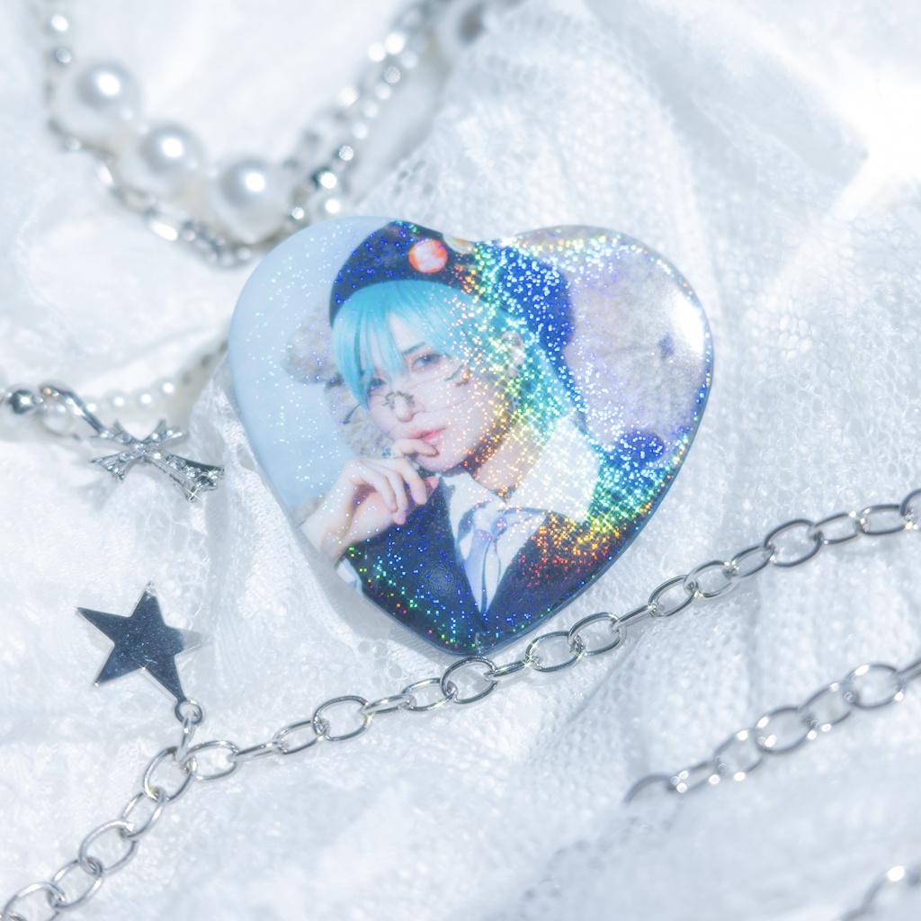 キラキラハート缶バッジ